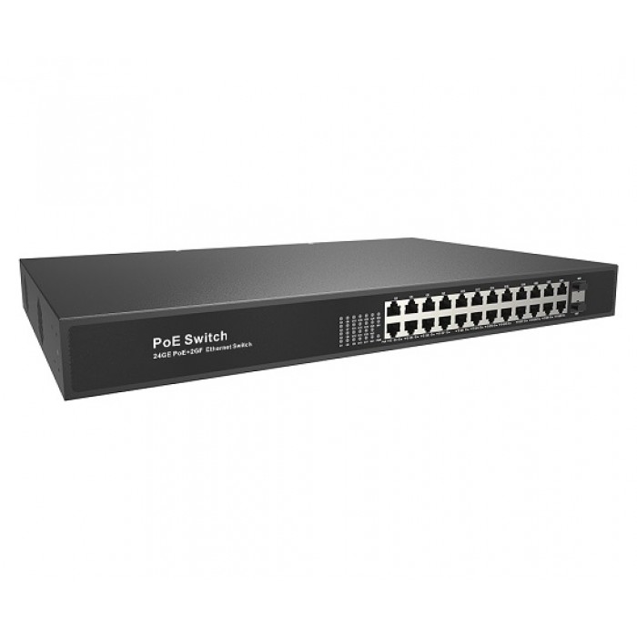 DRPOE33024PF full gigabit un managed PoE fiber switch, 24 RJ45 ports with POE + 2*SFP, IEEE802.3af/at standard