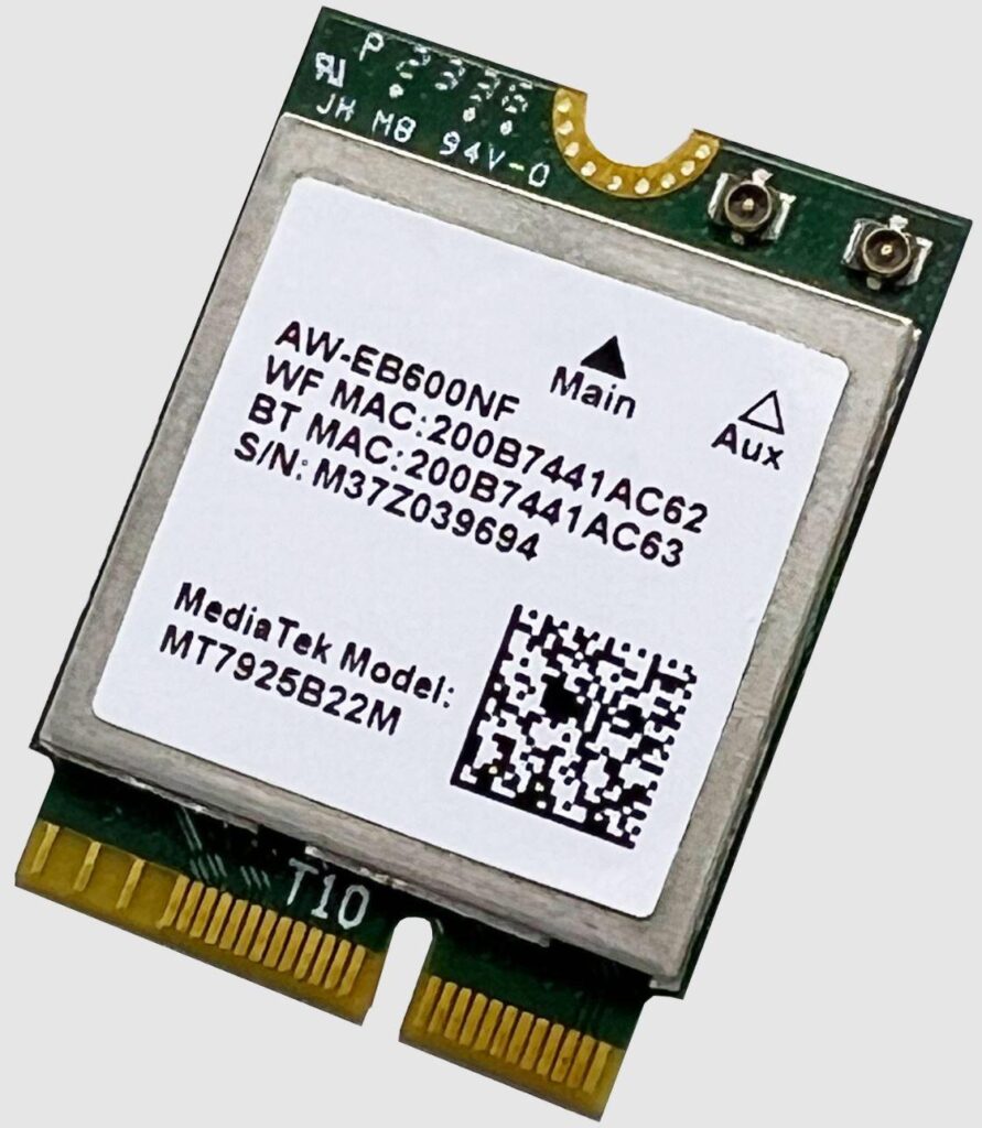 MediaTek MT7925 mt-EB600NF WiFi 7 802.11be 2x2 Triband Client M.2 AE Key module, BT  v5.4 (BLE), Azurewave