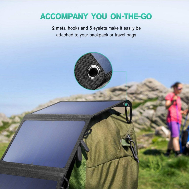 Foldable charging treasure Solar Panel WDS-X28 28W / 4 panels 2 x USB 5V/2,4A QCH 3.0 – Bild 6