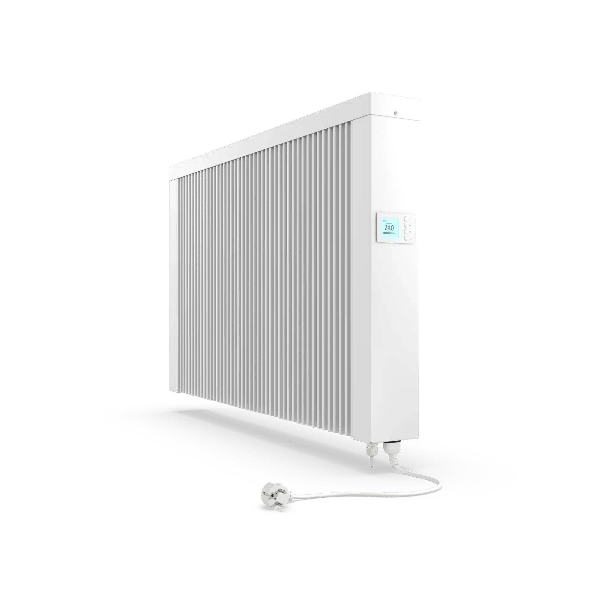 Bílý radiátor TECHNOTHERM Dynamo s TFT regulací a ochrannou kontaktní zástrčkou